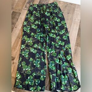 Elevenses Anthropologie Floral Wide Leg Pants Cottagecore Boho Tie Waist Flowy S
